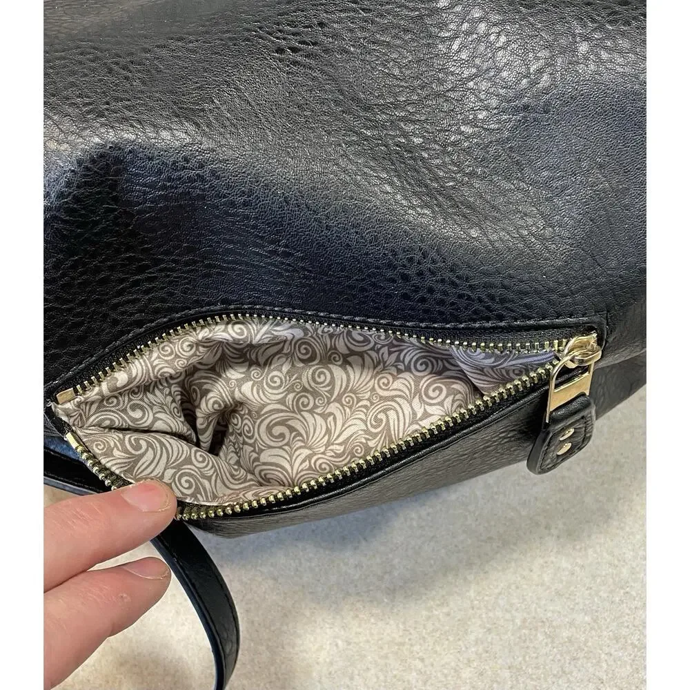 Moda Luxe Women’s Black Faux Leather Crossbody Bag Shoulder Bag Purse
